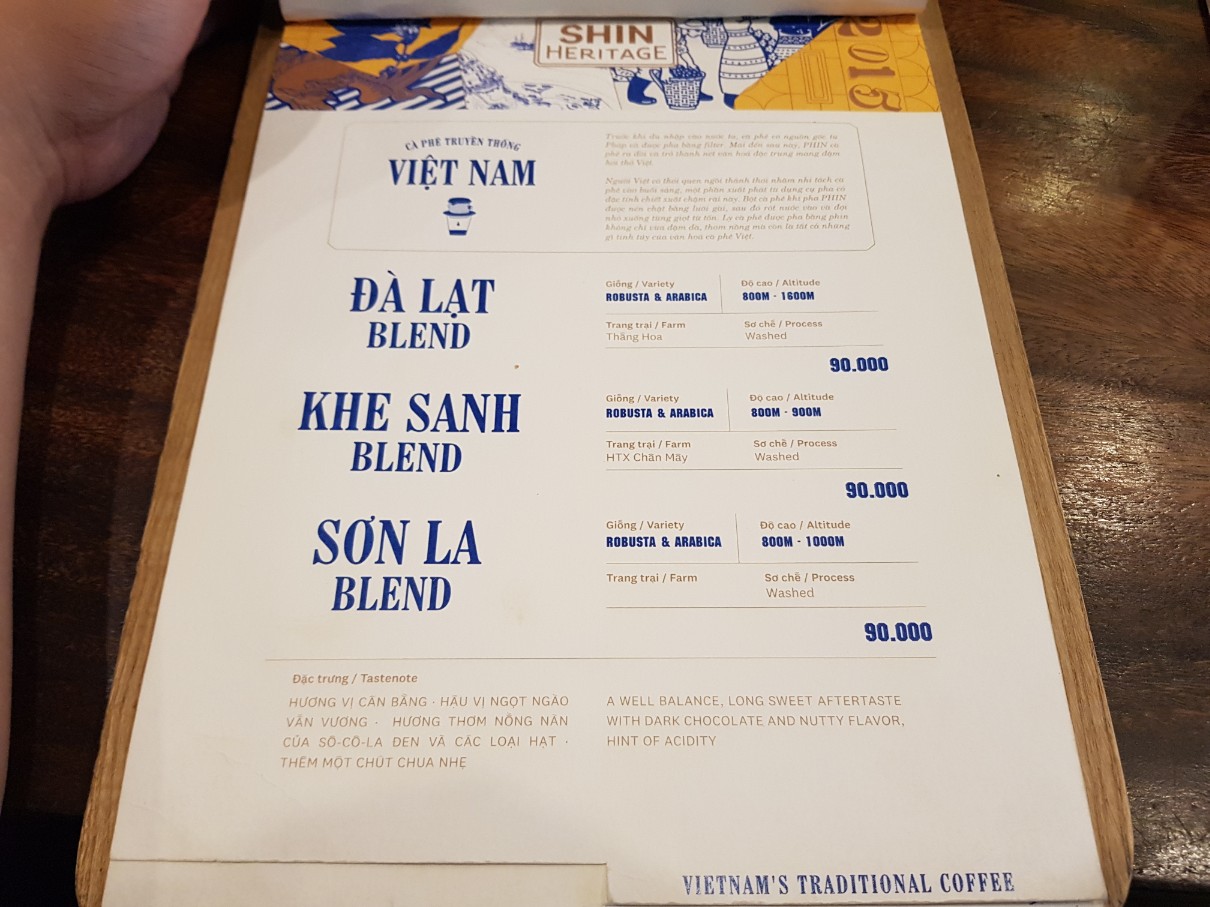 호치민 1군 핸드드립 커피 맛집 Shin Heritage 메뉴(5)
