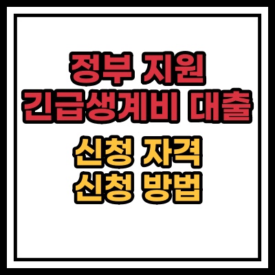  정부 지원 긴급 생계비 대출 신청 자격 및 방법 (ft. 사전 예약 )