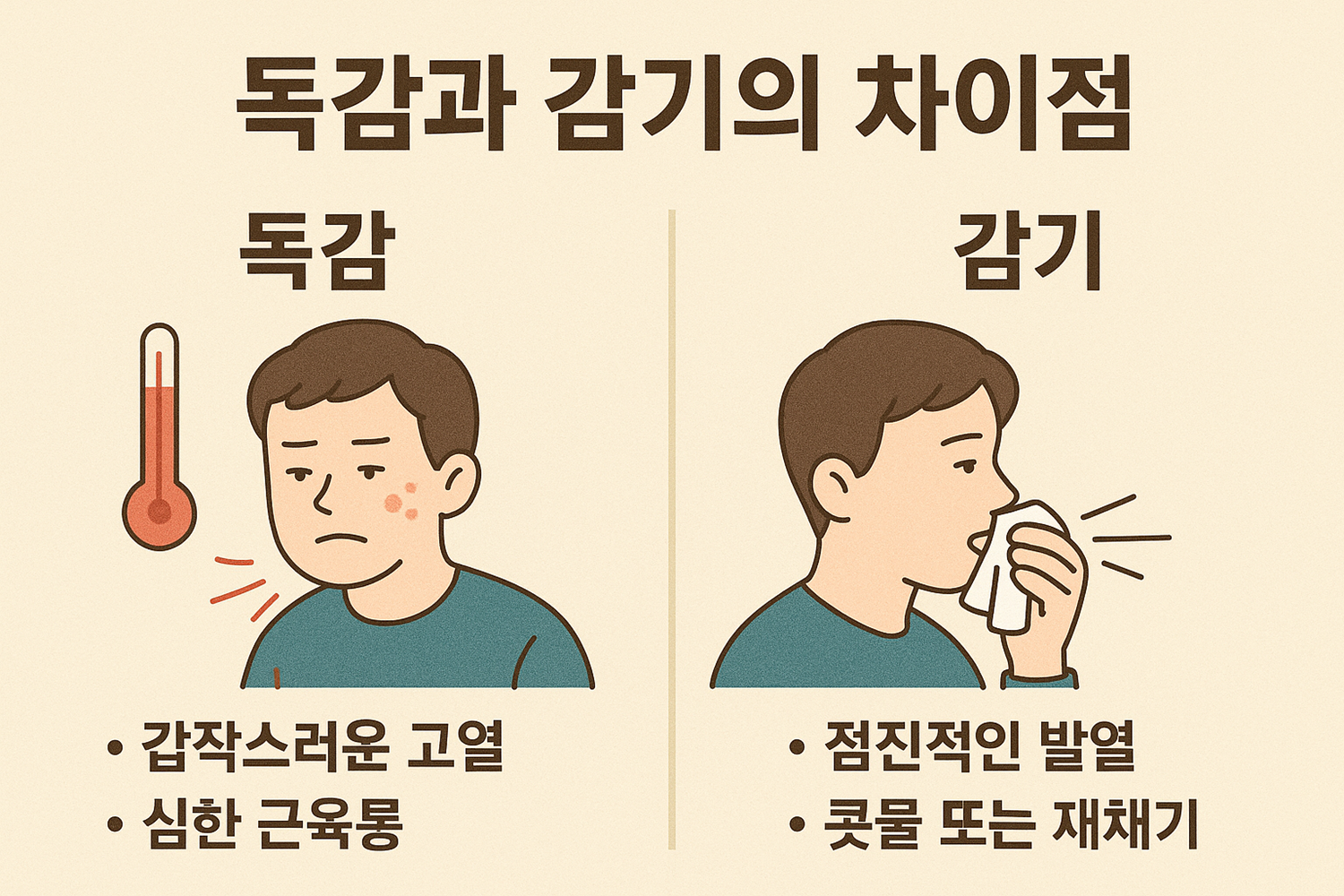 독감과 감기의 차이점