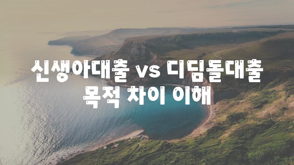 신생아대출 vs 디딤돌대출| 목적 차이 이해