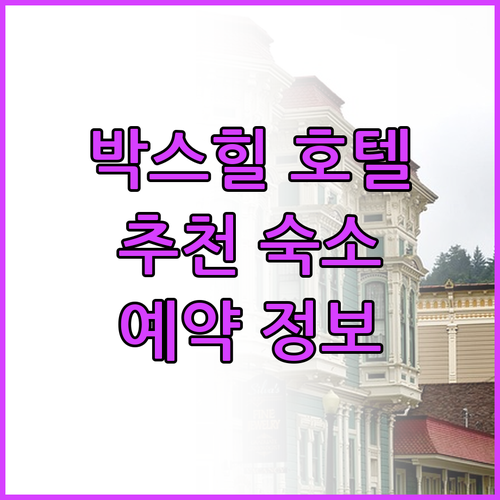 박스힐 호텔 추천 숙소 5곳, 생생한