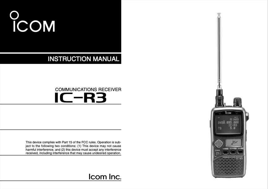  ICOM IC-R3 아이콤 영문 사용설명서