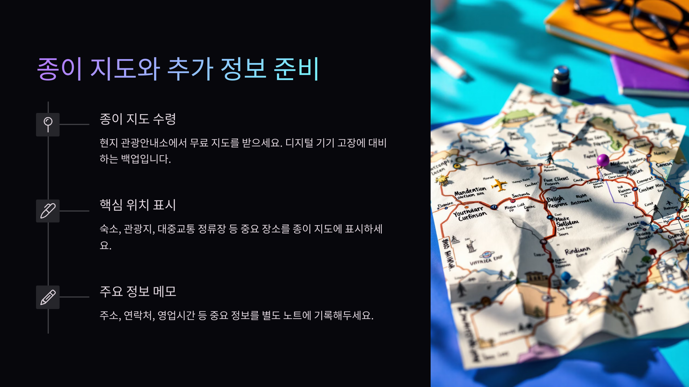 종이지도와 추가정보 준비