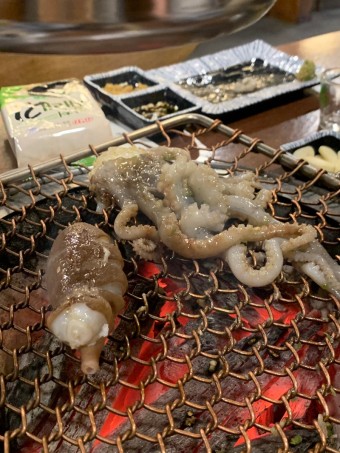마늘 산낙지 숯불구이
