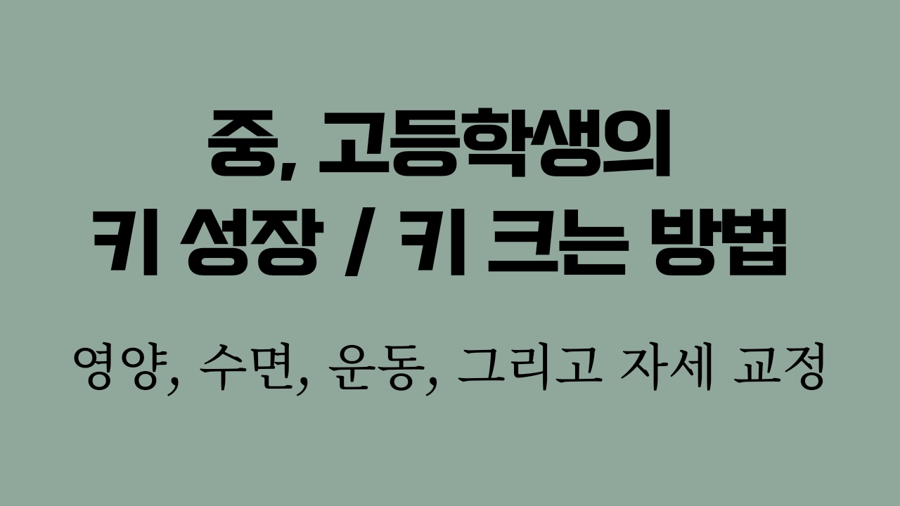 중, 고등학생의 키 성장/키 크는 방법 : 영양, 수면, 운동, 그리고 자세 교정