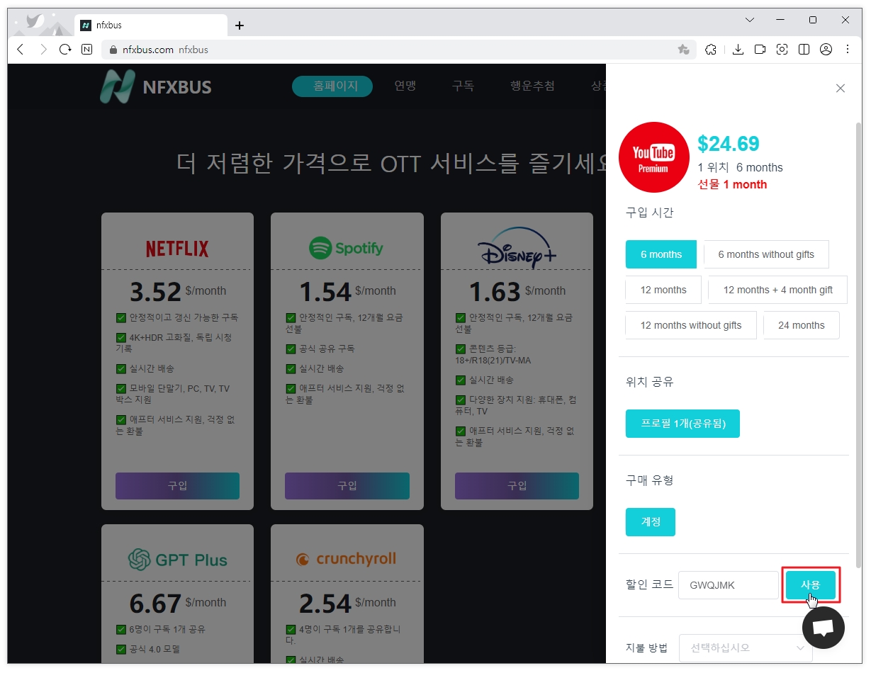 유튜브 프리미엄 우회 해결책 nfxbus 구독2