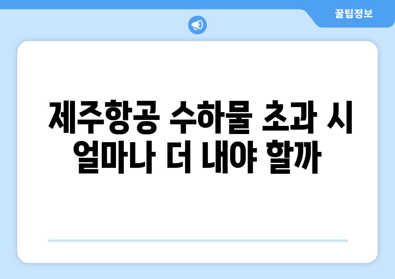  제주항공 수하물 초과 시 얼마나 더 내야 할까