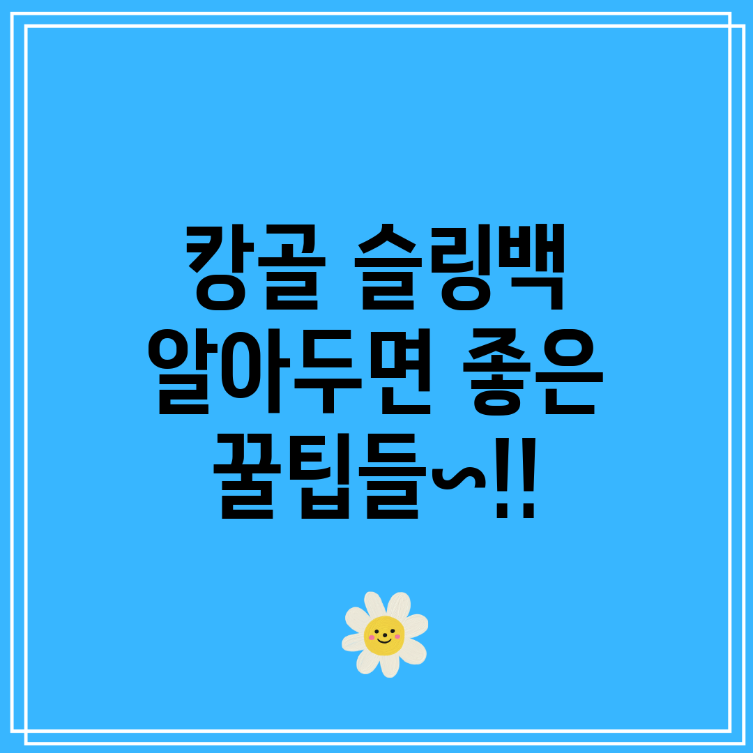 캉골 슬링백 알아두면 좋은 꿀팁들~!!