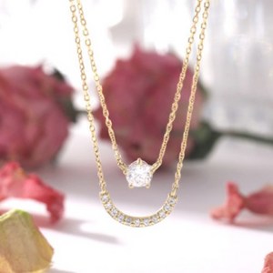  사강주얼리 별 처럼 빛나는 미소 14k 금 U 자 큐빅 여성 데일리 두줄 목걸이236,260원 135,000원