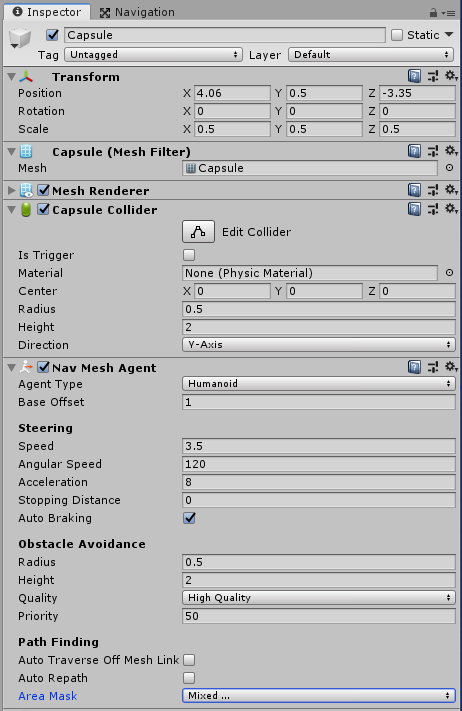 플레이어에 Nave Mesh Agent를 추가한다.
