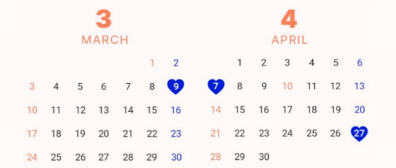 3~4월 달력