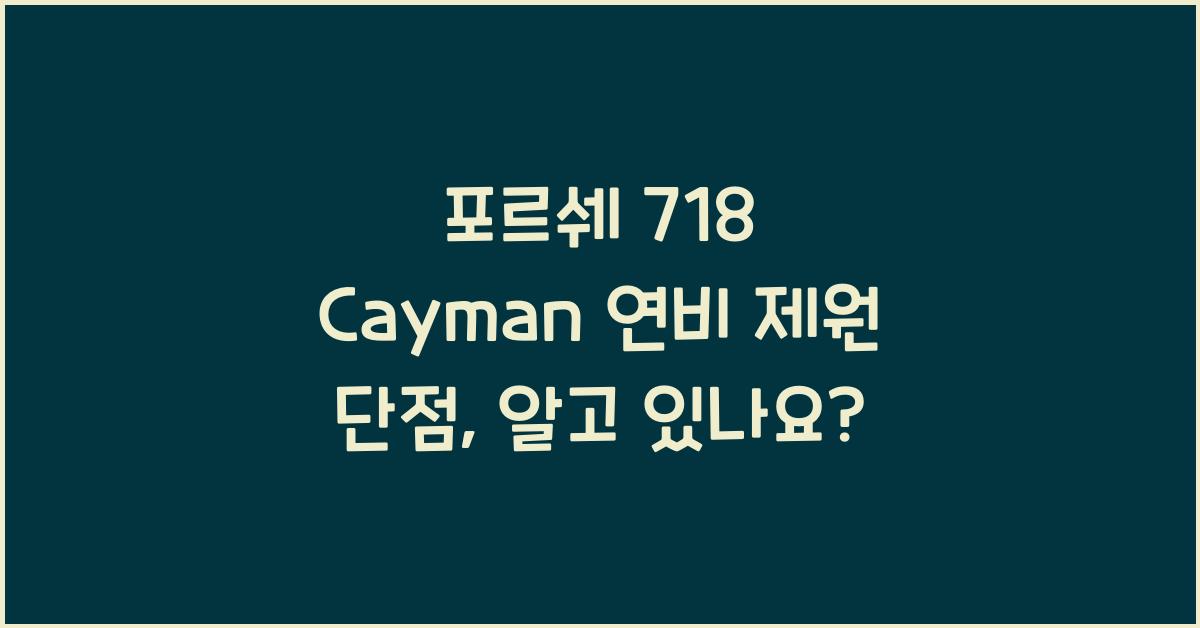 포르쉐 718 Cayman 연비 제원 단점