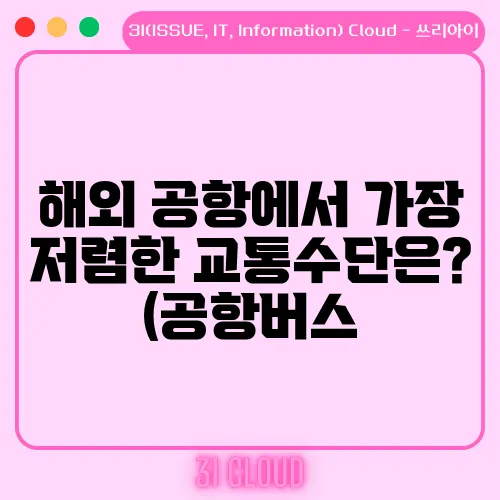 해외 공항에서 가장 저렴한 교통수단은? (공항버스, 택시, 지하철 비교)