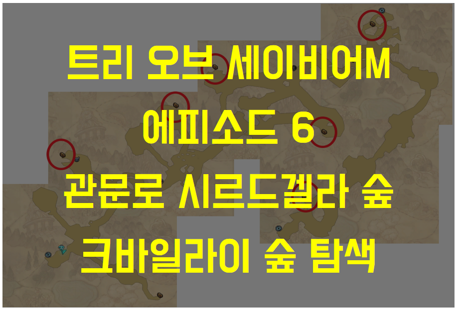  트리 오브 세이비어M 에피소드6 관문로 / 시리드겔라 숲 / 크바일라이 숲 탐색 (엘리트 몬스터, 보물찾기 위치 등)