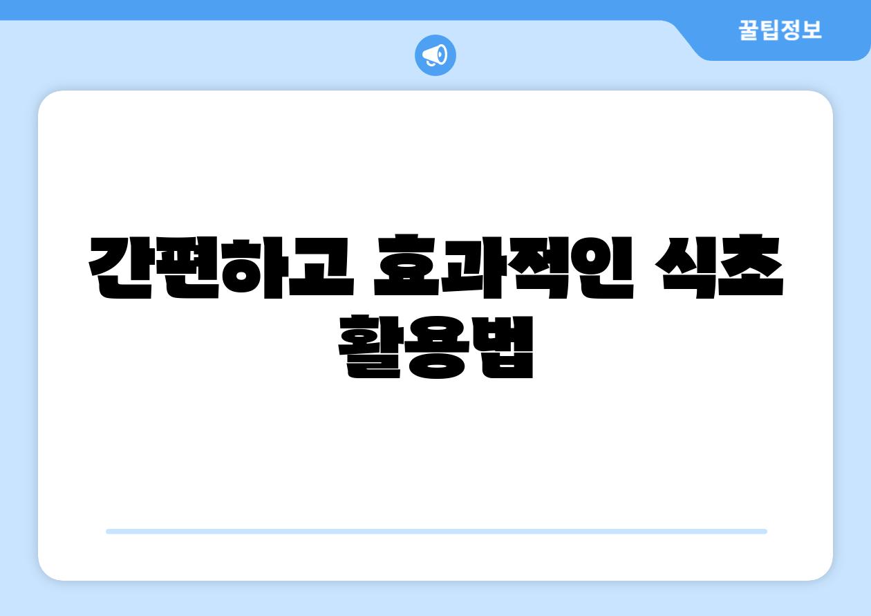 간편하고 효과적인 식초 활용법