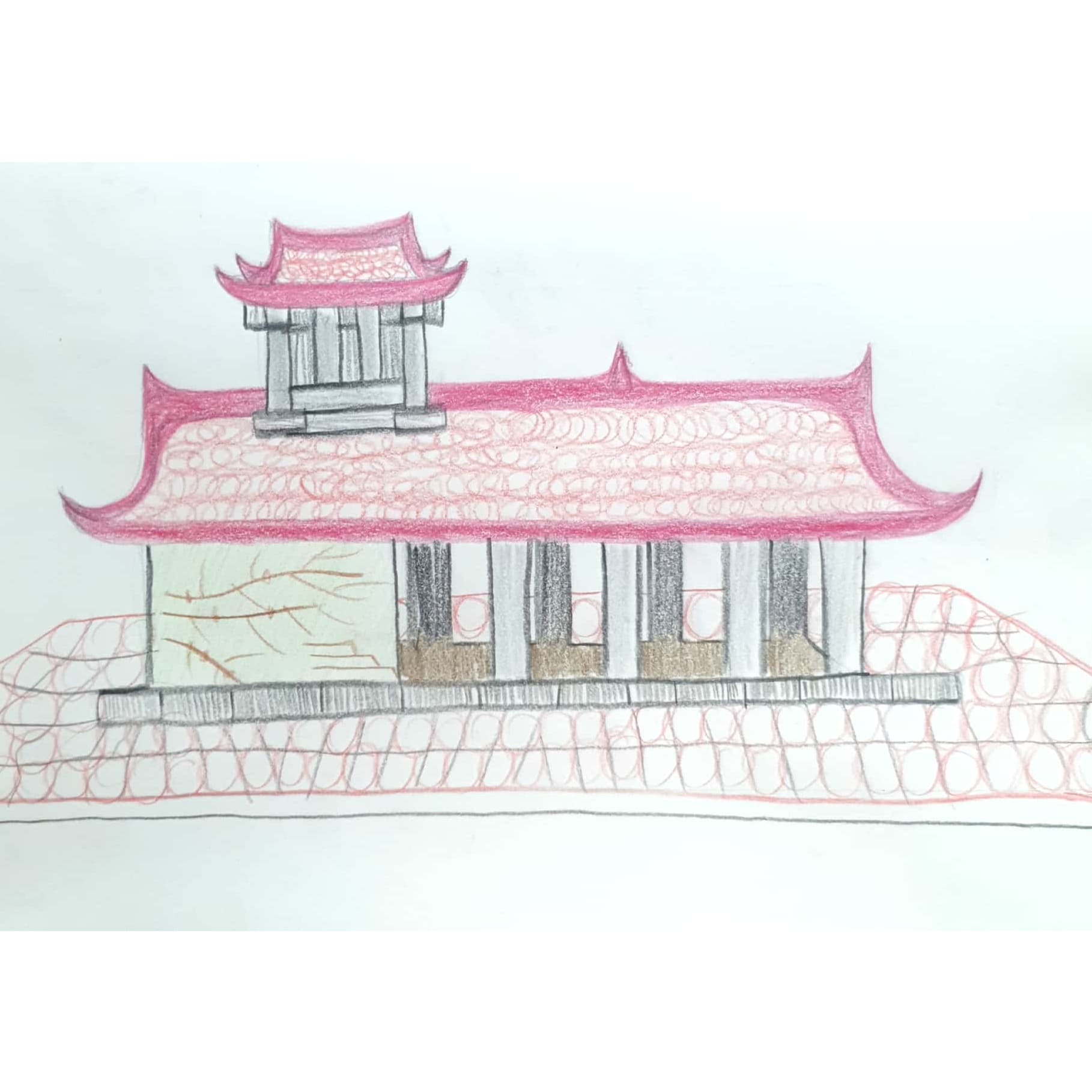  Temple 절 / 일러스트 그림 드로잉 / 건물 그리기