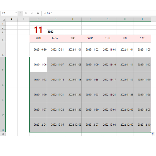 엑셀 달력 만들기