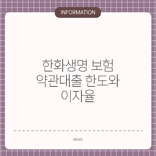 한화생명 보험 약관대출 한도와 이자율