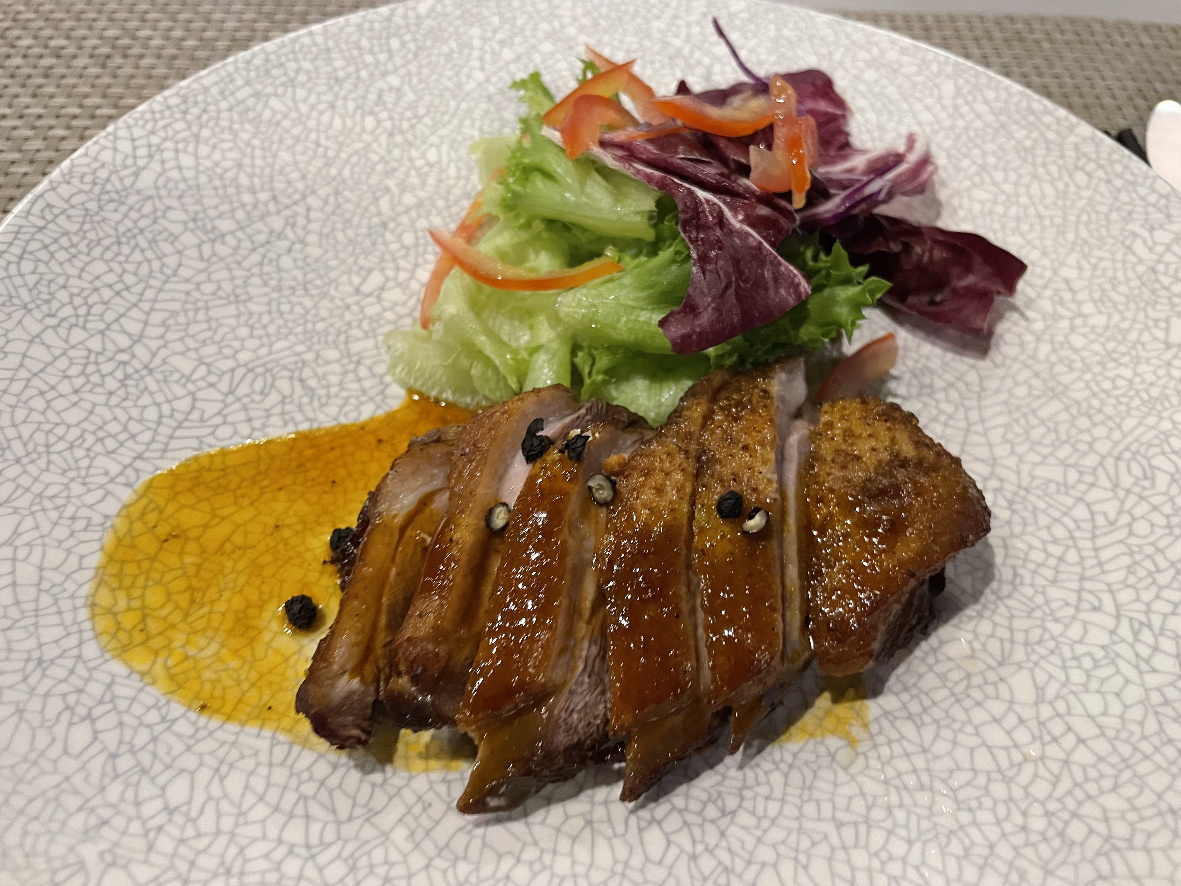 Roasted duck with pepper sauce