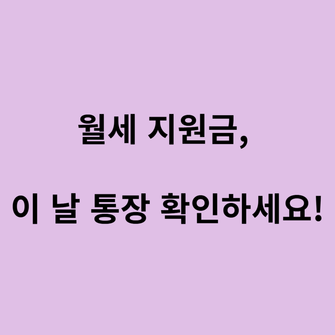 서울 청년 월세 지원 입금일