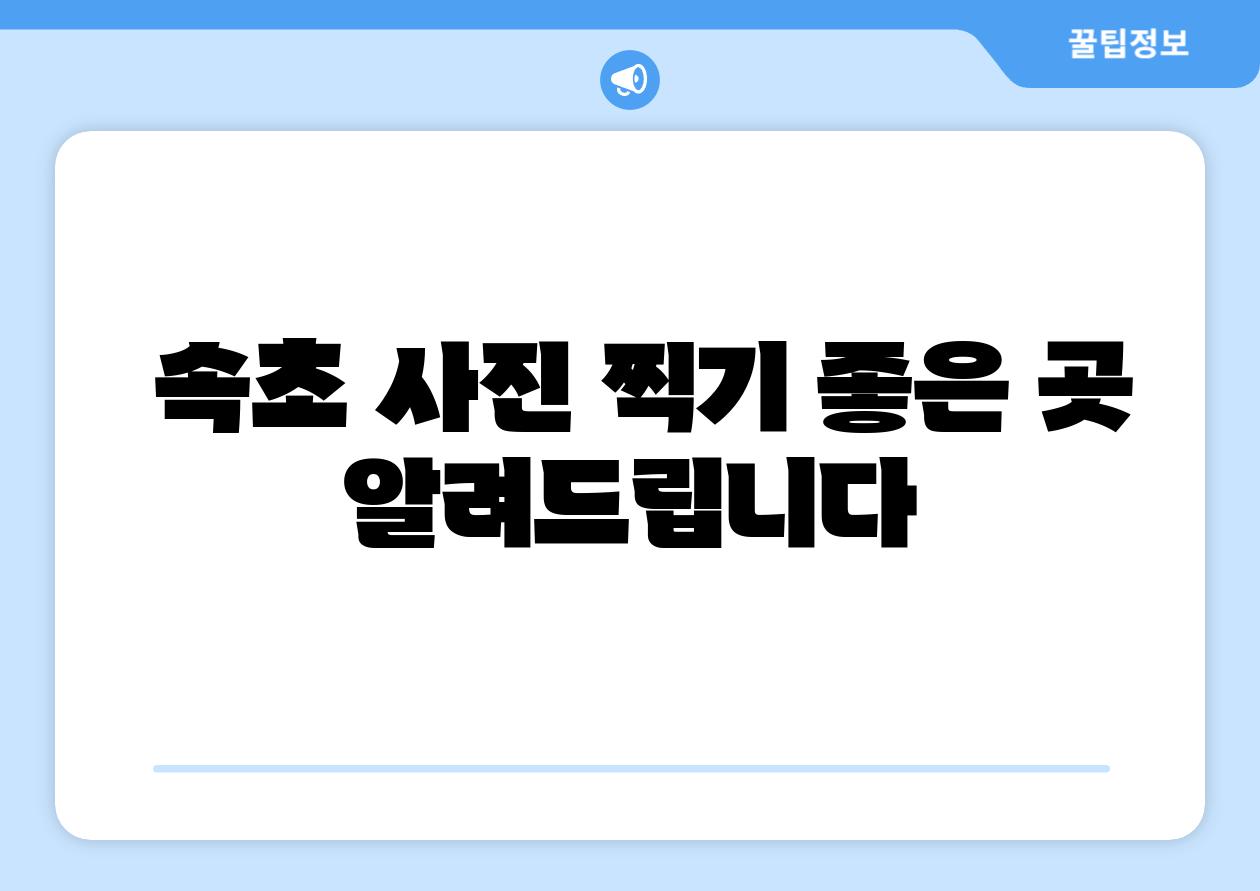 속초 사진 찍기 좋은 곳 알려제공합니다