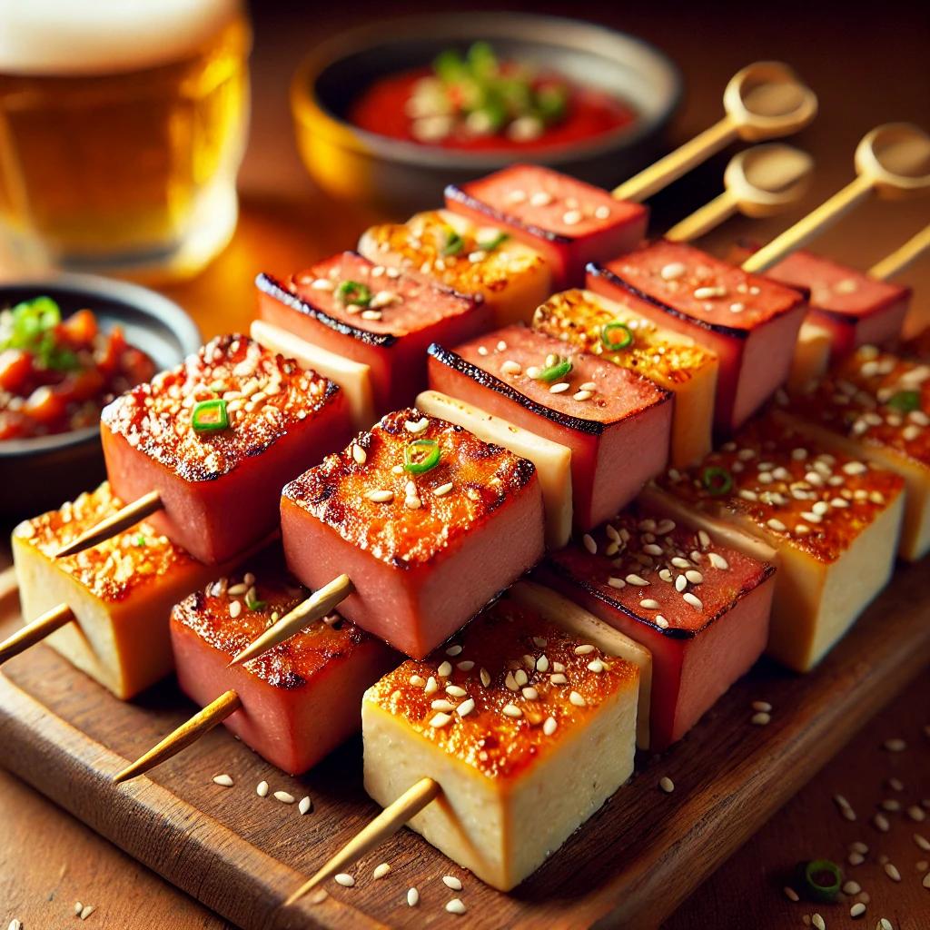 스팸두부구이 맥주안주 두부꼬치 스팸꼬치 꼬치요리