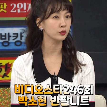  비디오스타 246회 박소현 니트 :: 에고이스트 카라 배색 반팔 니트 풀오버