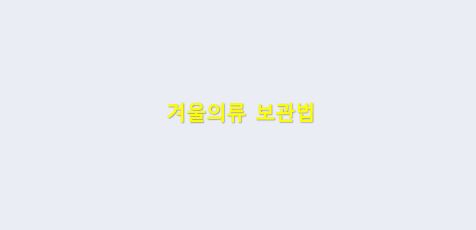  겨울의류 보관법