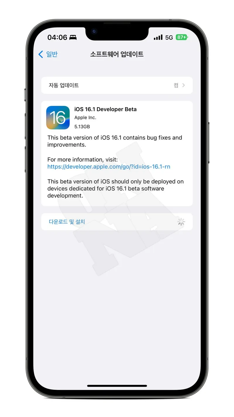 iOS16.1 개발자 베타 1