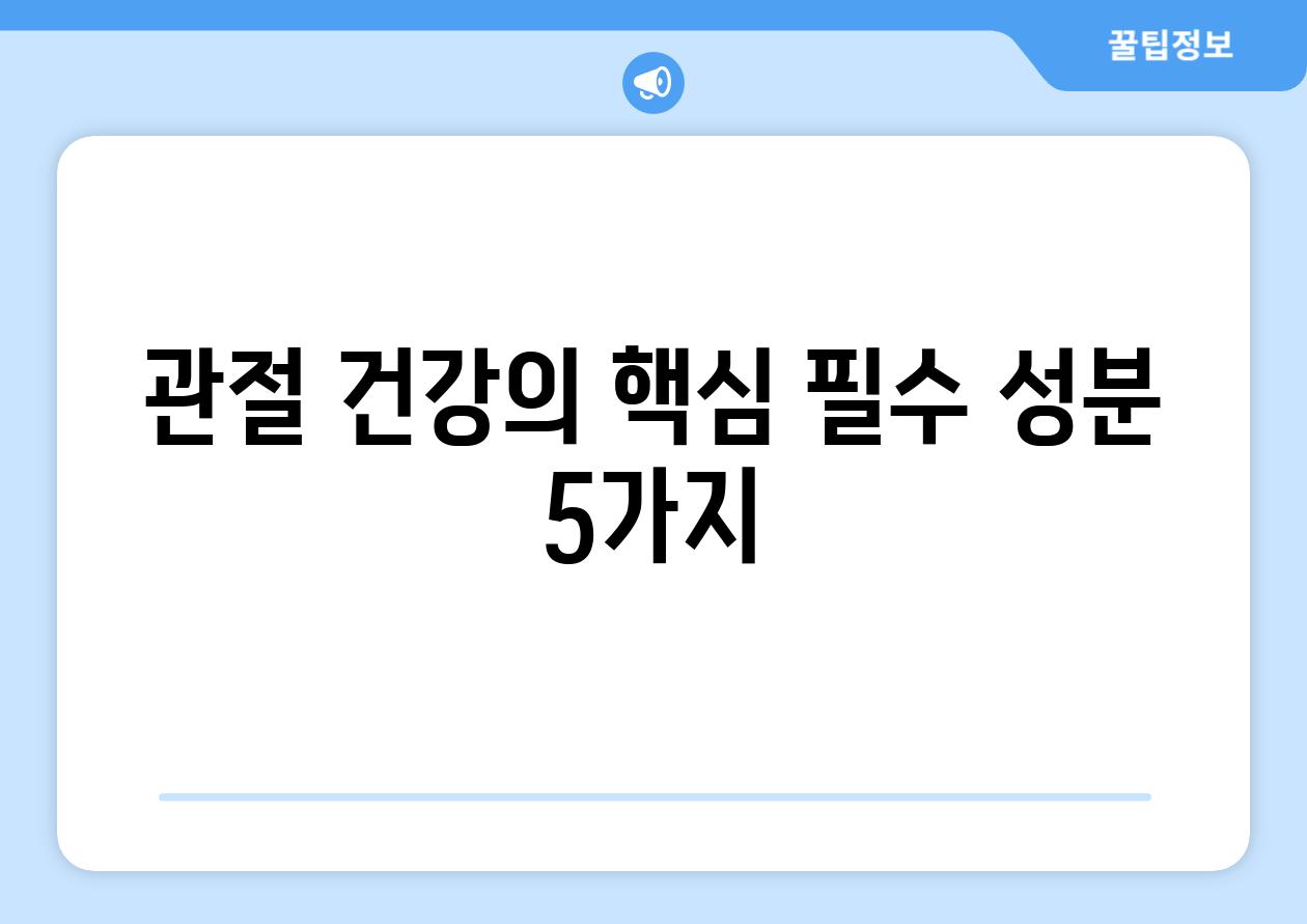 관절 건강의 핵심| 필수 성분 5가지