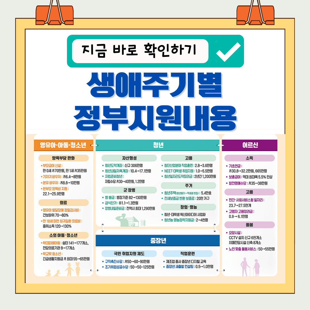 생애주기별 정부지원내용