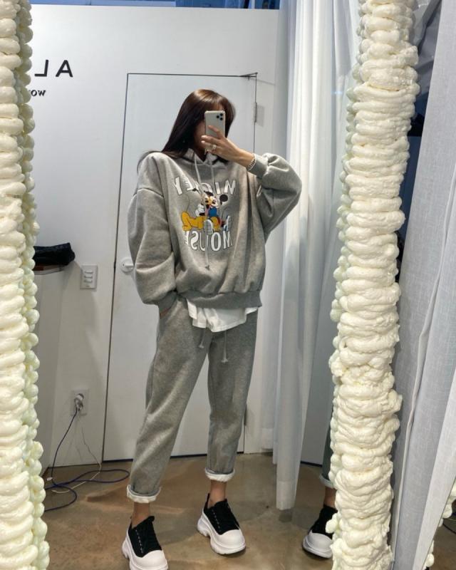 기모 미키 트레이닝복 세트 후드셋업