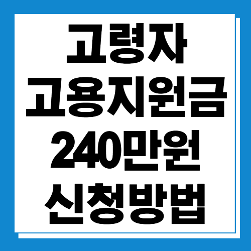  고령자 고용지원금 신청방법 및 조건 (240만 원)