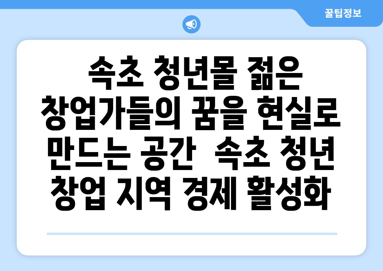  속초 청년몰 젊은 창업가들의 꿈을 현실로 만드는 공간  속초 청년 창업 지역 경제 활성화