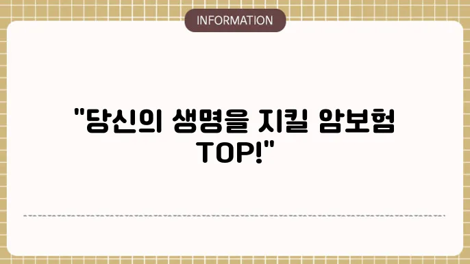 암보험 가입순위 소비자가 선택한 TOP 상품