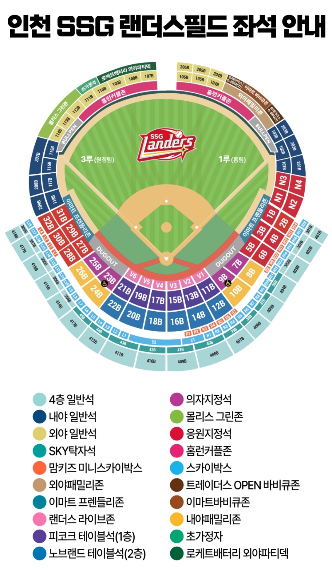 SSG랜더스 인천 SSG랜더스필드 좌석 배치도