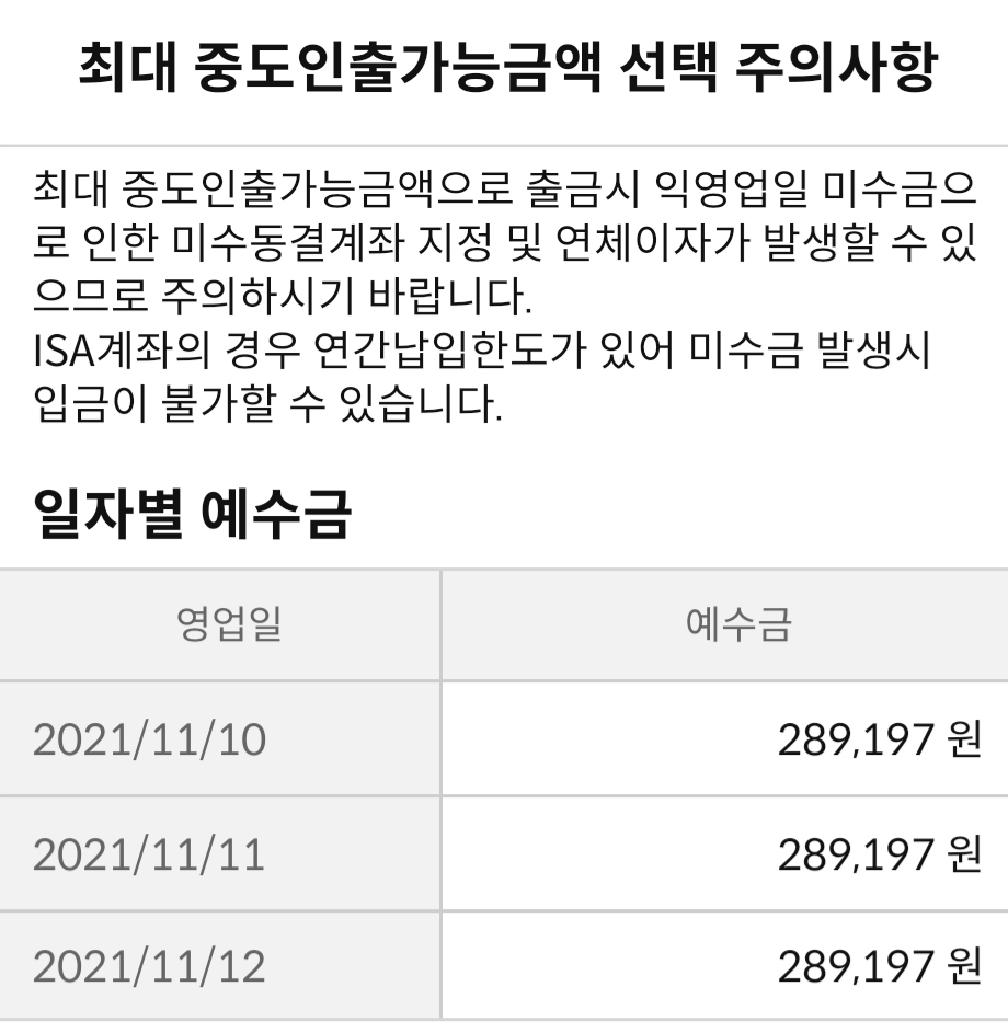 ISA 계좌에 있는 금액