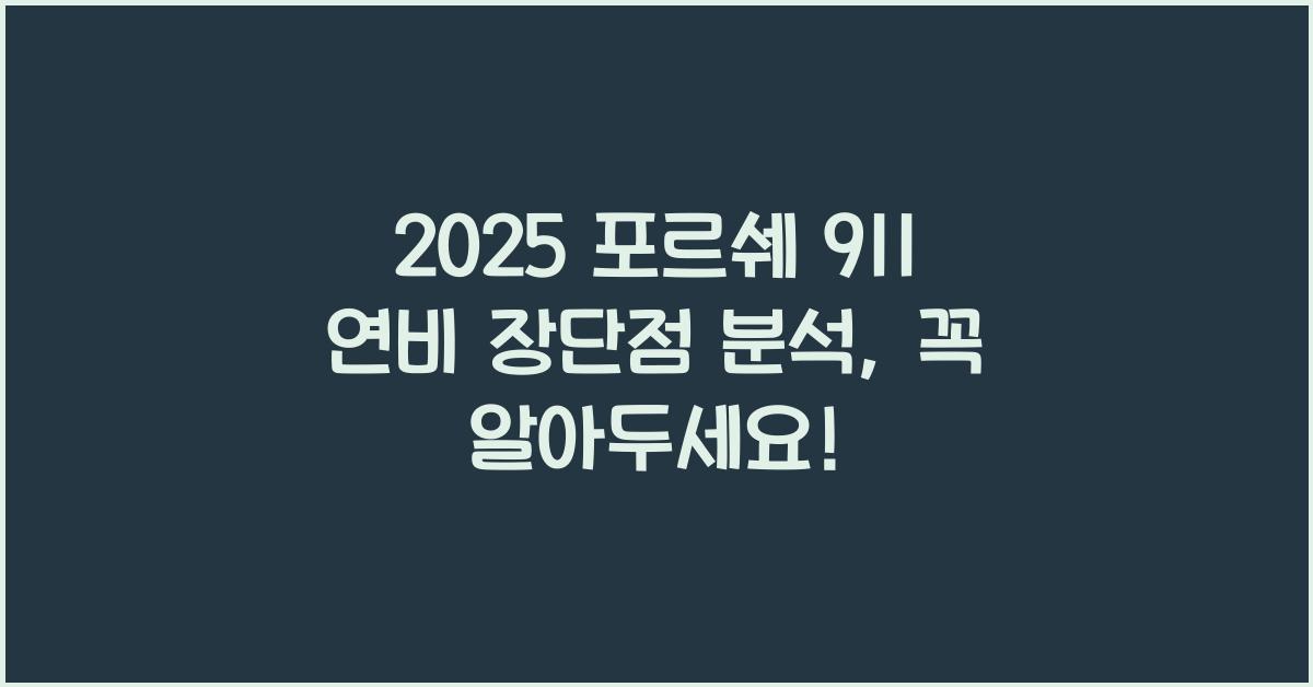 2025 포르쉐 911 연비 장단점