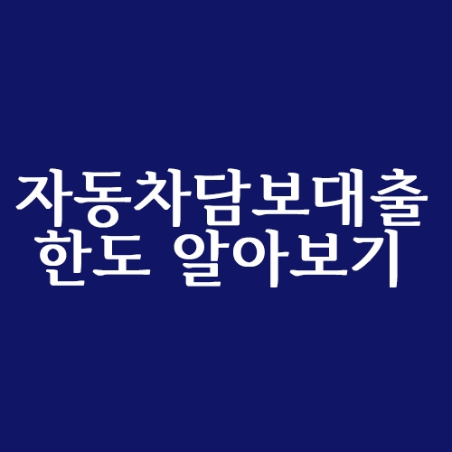  자동차담보대출 한도 어디서 알아봐야 할까요?