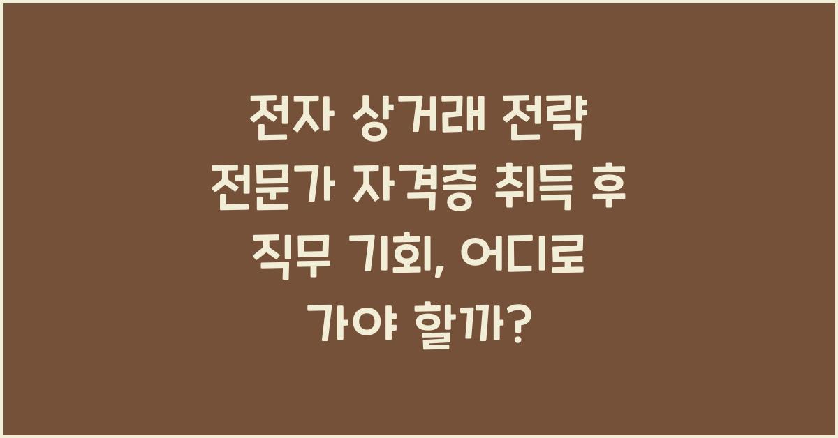 전자 상거래 전략 전문가 자격증 취득 후 직무 기회