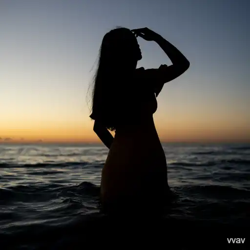 female silhouette in the water