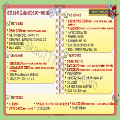 6월 2주차 증시일정(선물옵션 동시만기일 등)