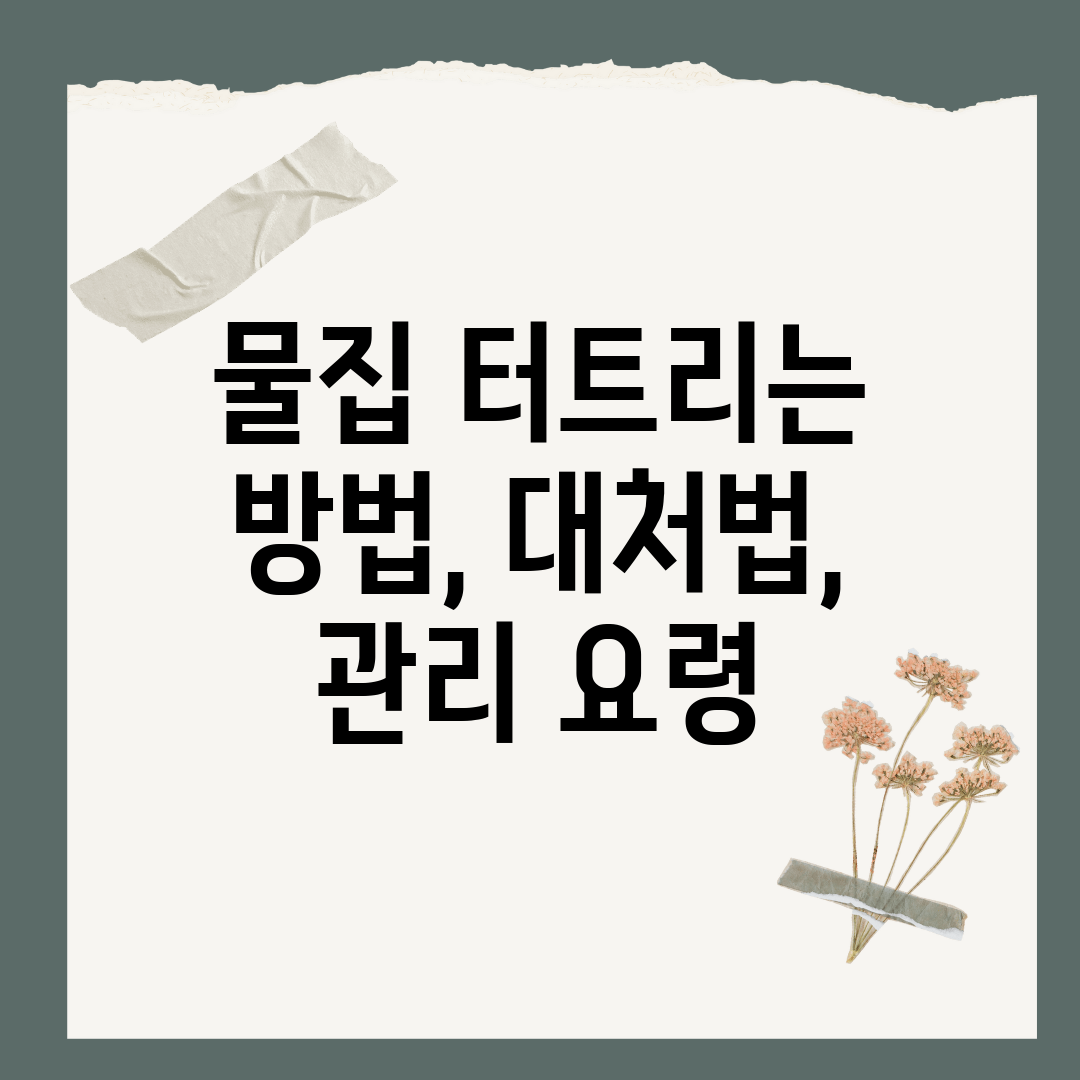 물집 터트리는 방법, 대처법, 관리 요령