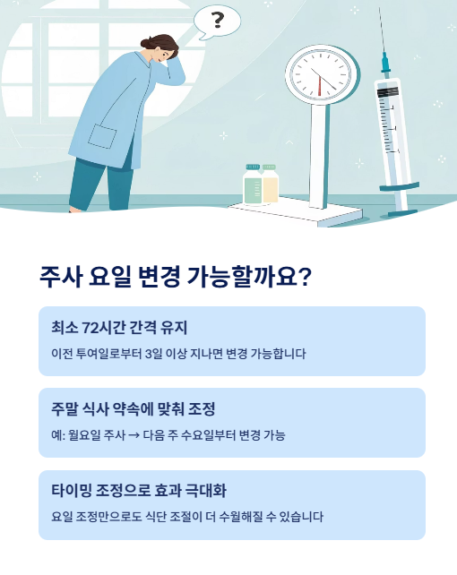 주사 요일 변경 가능할까요?