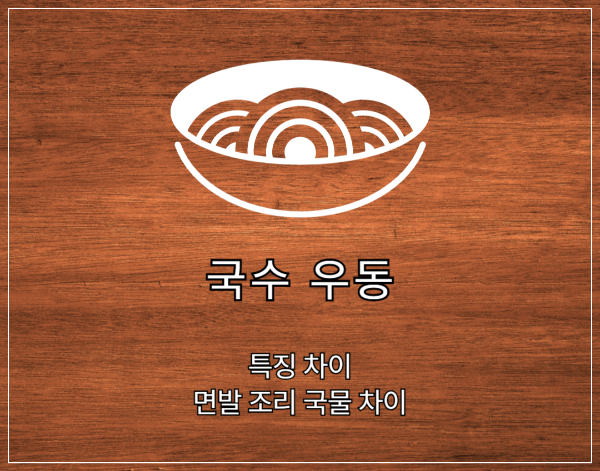 국수 우동 특징 차이 면발 조리 국물 차이