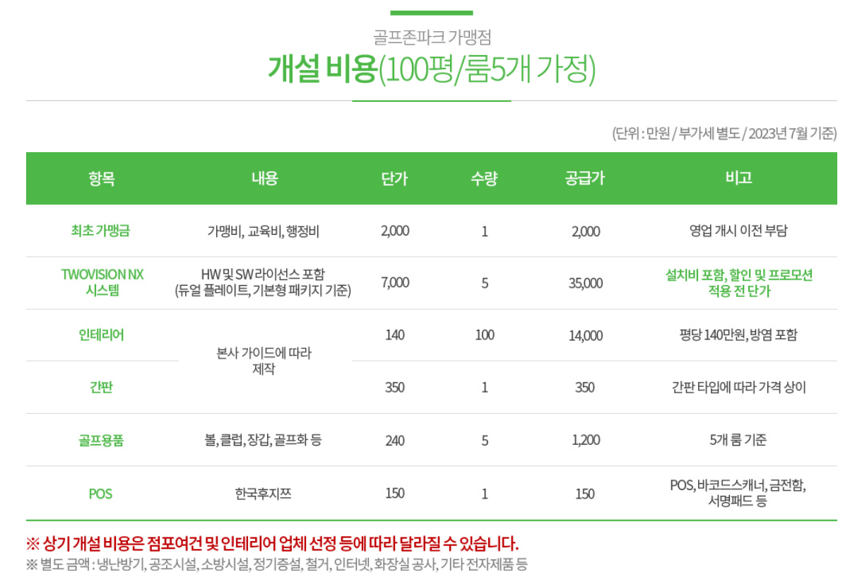 투비전NX 개설비용