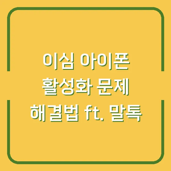 이심 아이폰 활성화 문제 해결법 ft. 말톡