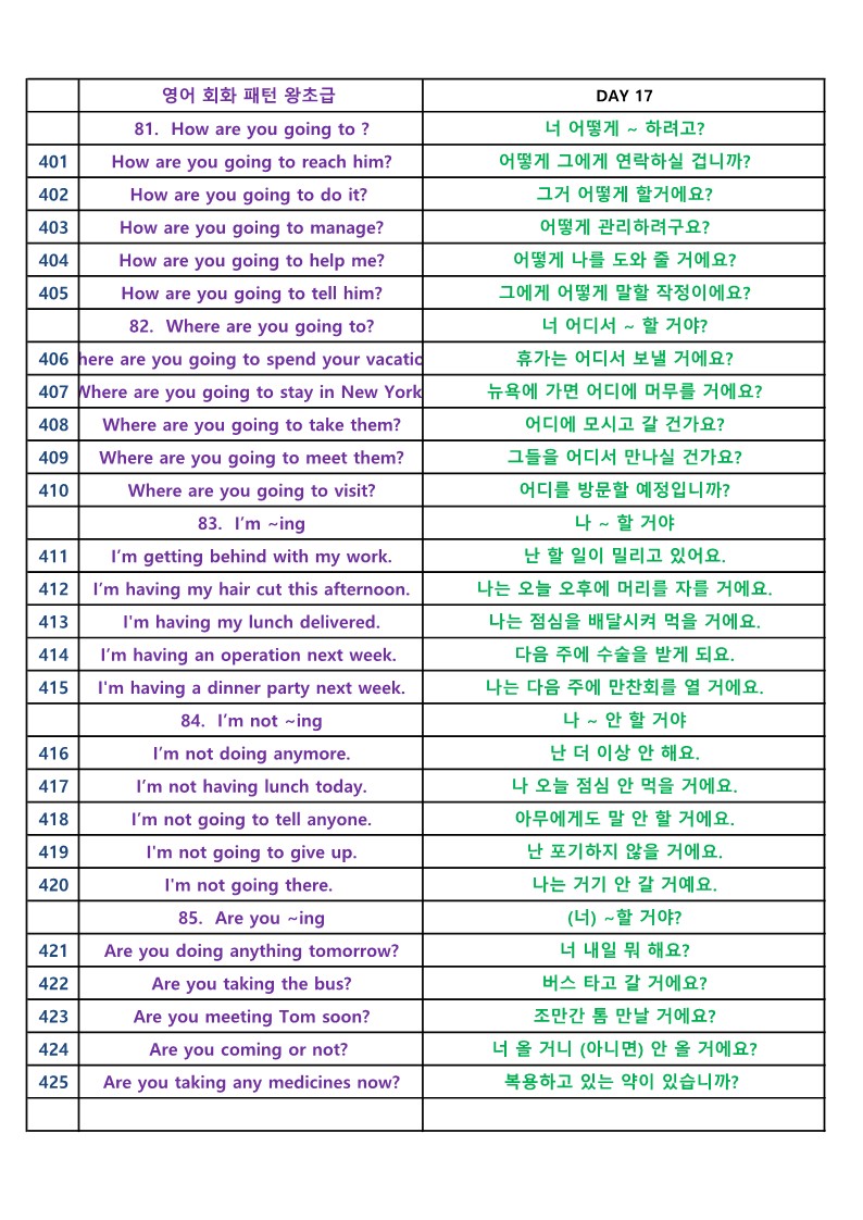 영어패턴회화-리스트