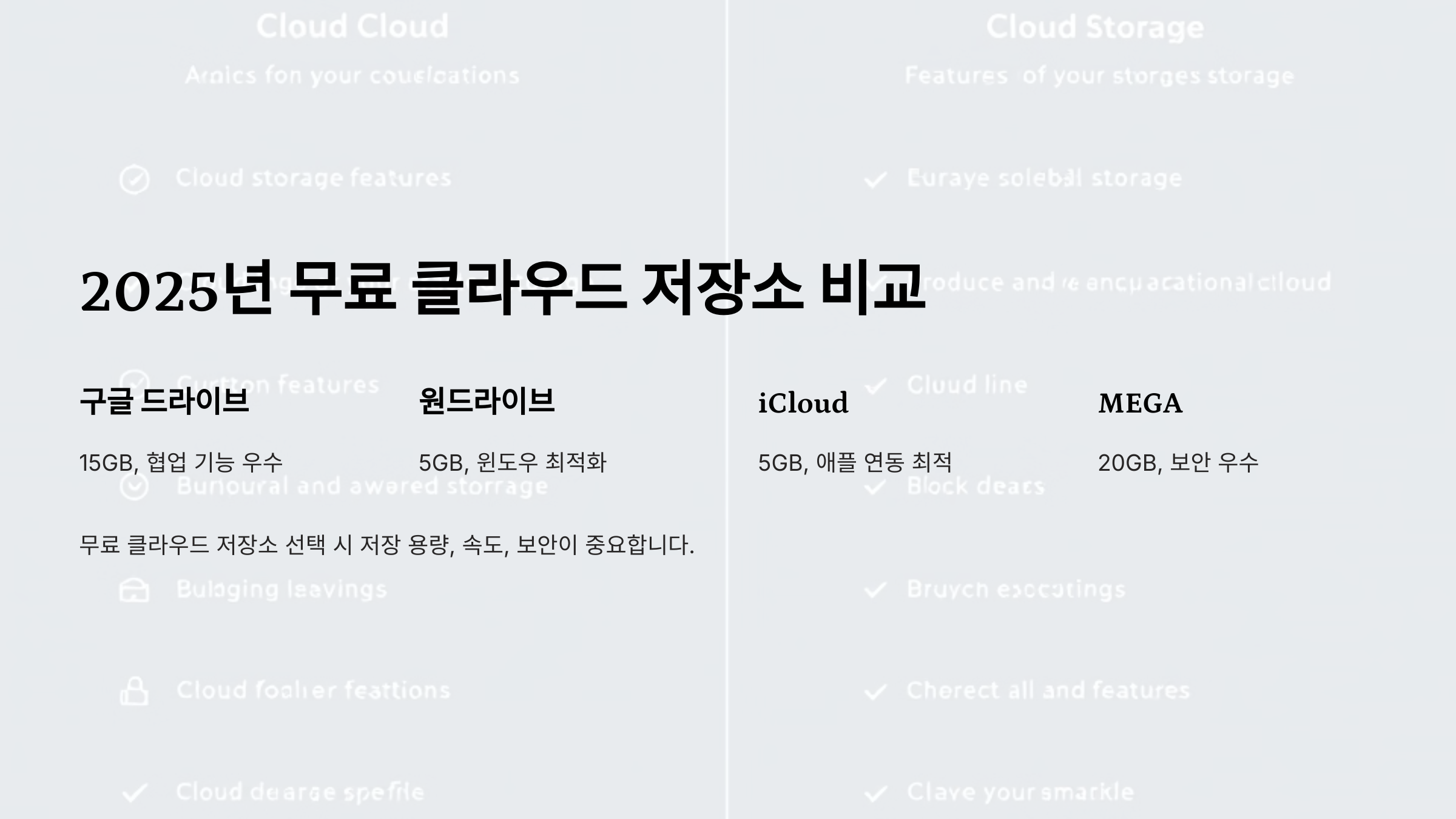 2025년 무료 클라우드 저장소 비교! 속도·보안·용량 분석