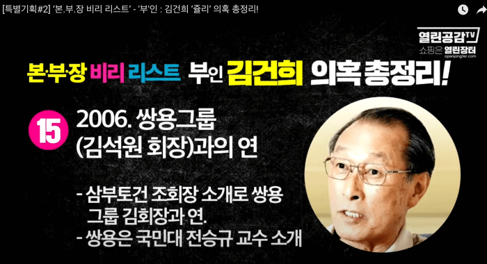 김건희 윤석열 최은순 장모 가족관련 의혹 리스트 